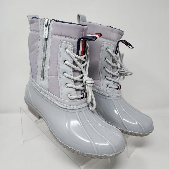 Tommy Hilfiger Boots Womens Grey Winter Sherpa Lined Lace Up